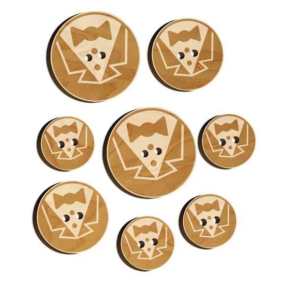 Tuxedo Groom Suit Bowtie Wedding Icon Wood Buttons for Crochet Knitting Sewing DIY Craft - Various Sizes (8pcs)