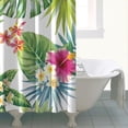 thumbnail image 5 of Palm Leaf and Exotic Flowers Shower Curtain 72x84 Inch Waterproof Bathroom Decor, Vibrant Botanical Print Polyester Fabric with Metal Grommets & 12 Hooks, 5 of 5