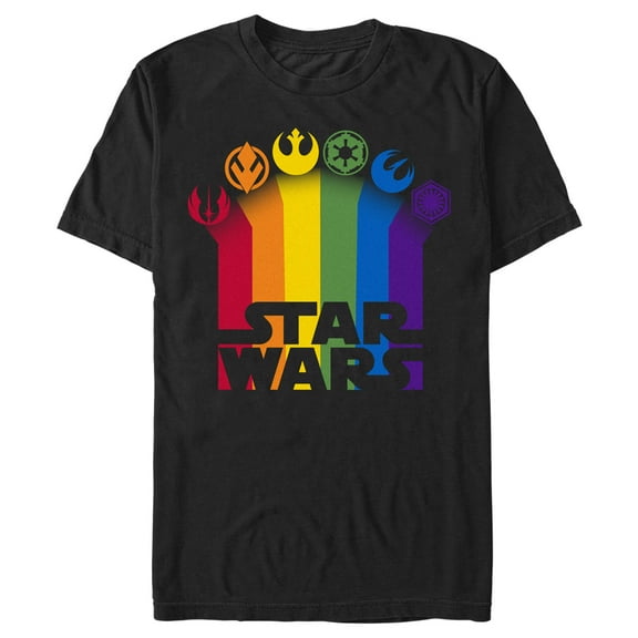 Men's Star Wars Pride Rainbow Crests Logo Graphic Tee Black Small