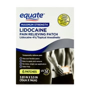Equate Maximum Strength Lidocaine Pain Relieving Patches for Body Aches & Pains, 6 Count