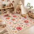 thumbnail image 4 of Bleum Cade 8'x10' Area Rugs for Living Room, Washable Rug Non Slip Low Pile Soft Faux Wool Non Shedding Distressed Vintage Floral Large Area Rugs for Bedroom Dining Room, 4 of 11