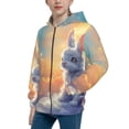 thumbnail image 2 of Pofeuu Sunshine Colorful Cloud Rabbit Print Teenage Zipper Hoodie Sweatshirts Hooded Casual Jackets With Pocket For Boys Girls-Small, 2 of 6