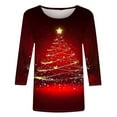 thumbnail image 5 of gakvbuo Christmas Sweatshirt For Women 3/4 Sleeve Work Business Blouse Tunic Tops Crewneck Sports T-Shirts Pullover Sweatshirt For Women Gifts for Christmas, 5 of 5