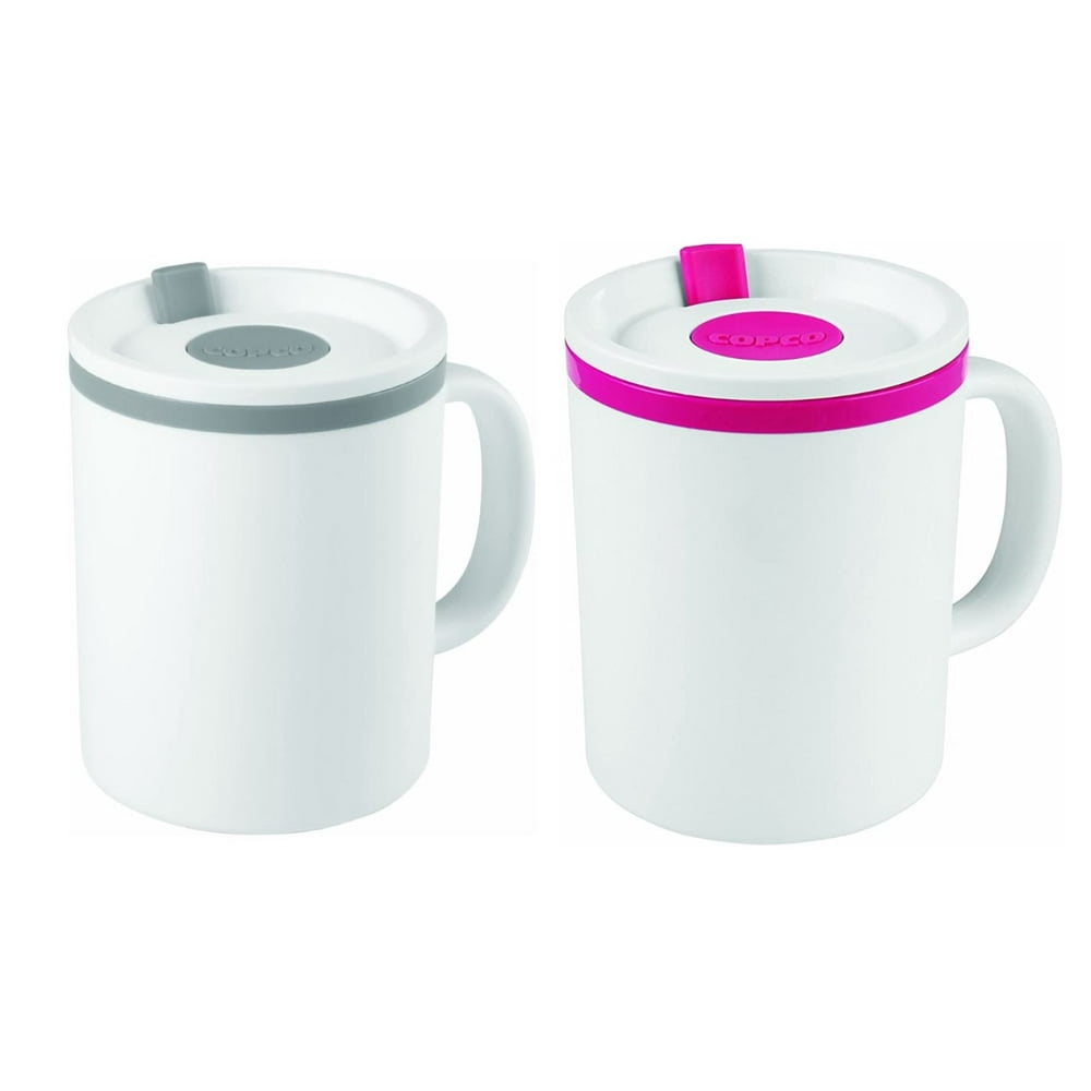 Copco Iconic Double Wall Insulated Desk Mug 16 Oz 2 Pack, Pink Gray