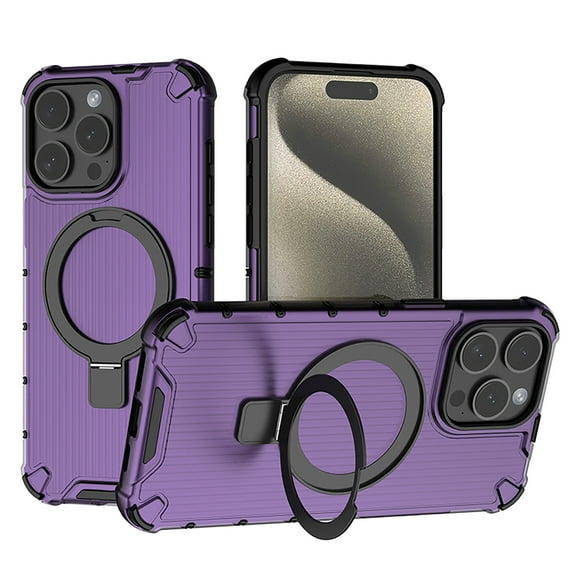 Allytechgroup Rugged Case for Apple iPhone 16 Pro, Ring Holder Kickstand [Camera Lens Protective] Bumper Anti-Scratch Hybrid Shockproof Phone Case for iPhone 16 Pro for Women Men,Purple
