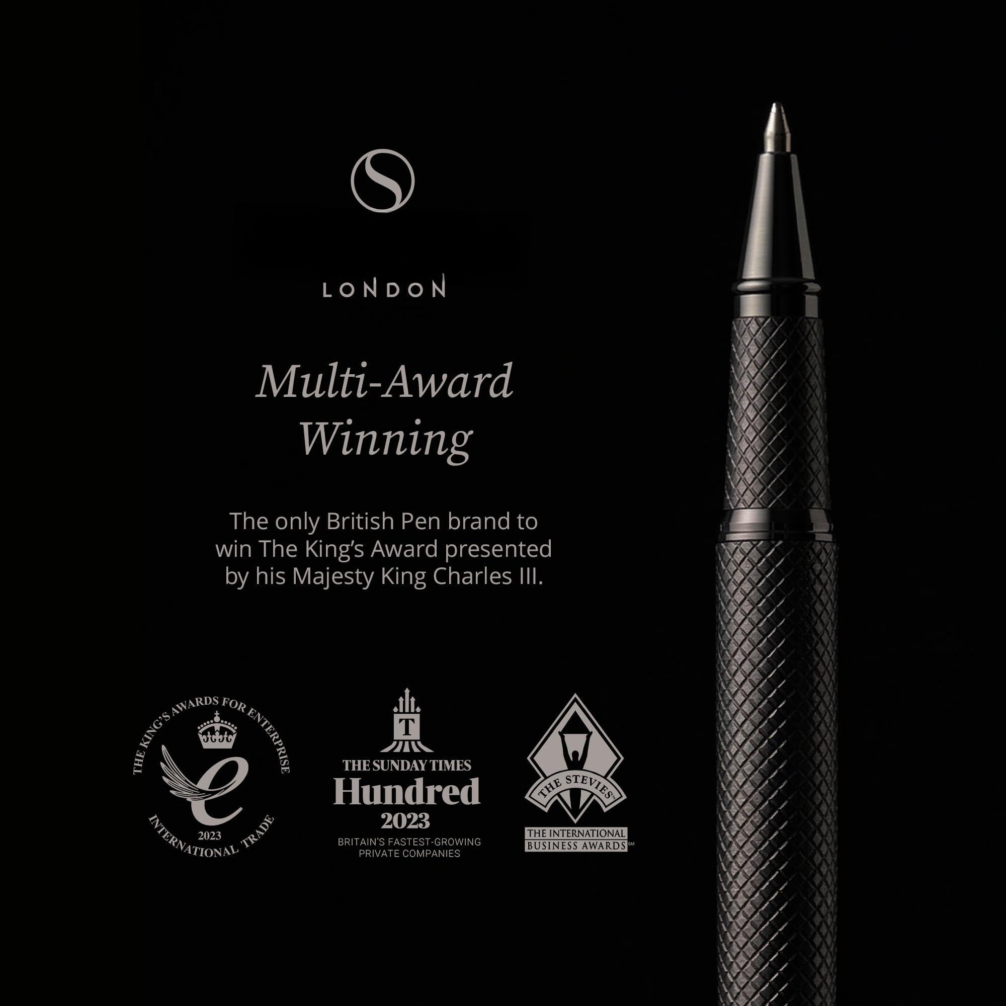 All Black Rollerball Pen - Stunning Luxury Metal Matt  Schmidt Ink Refill Roller Ball Gift Set For Men & Women Professional Executive Office Nice Pens
