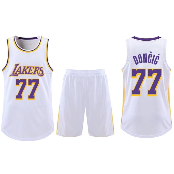 LAKERS DONČIĆ 77 ホワイト Luka Doncic Basketball Jersey Basketball Shorts #77 Doncic Kids