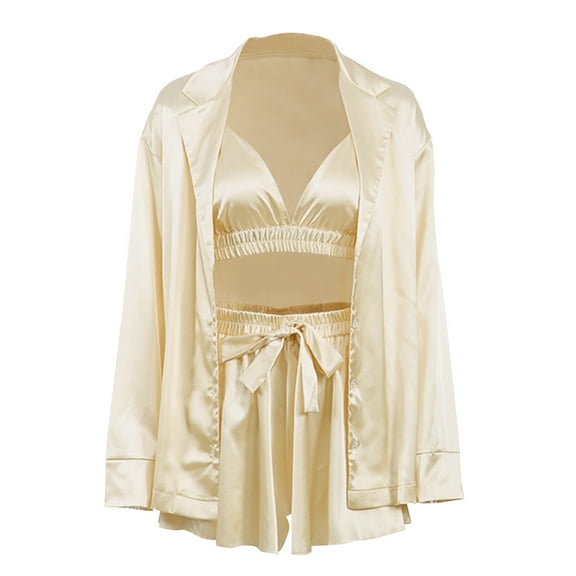 ibuvkizy Pajamas Set for Women Plus Size Women's Pajamas Sets,Women's Fashion Sexy Suspender Short Skirt Silk Texture Three Piece Pajama Home Suit,Summer Loungewear Set,Womens Fashion Gifts