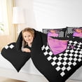 thumbnail image 3 of Castle Fairy Cute Black Girl Full Size Comforter Sets 3-Piece,Checkerboard Print Bedding Comforter Set,Purple Black,1 Comforter and 2 Pillowcases, 3 of 6