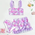 thumbnail image 2 of vigerkar Girls Swimsuit 3 Piece Bathing Suits Summer Bikini Tankini Sets with Cover Up Skirt for 1-6 Years (Purple, 1-2 Years), 2 of 8