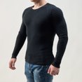 thumbnail image 2 of Fall Shirts for Men Casual Solid Round Neck Pullover Long Sleeve Sweater Slim Fit Bottoming Knit Top, 2 of 6