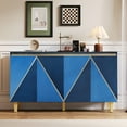 thumbnail image 2 of Tcbosik 60" Buffet Cabinet w/Storage, Coffee Bar Cabinet with Adjustable Shelves and 4 Doors, Modern Kitchen Cupboard, Sideboard Cabinet for Dining Room, Living Room, Hallway, Dark Navy & Light Navy, 2 of 10