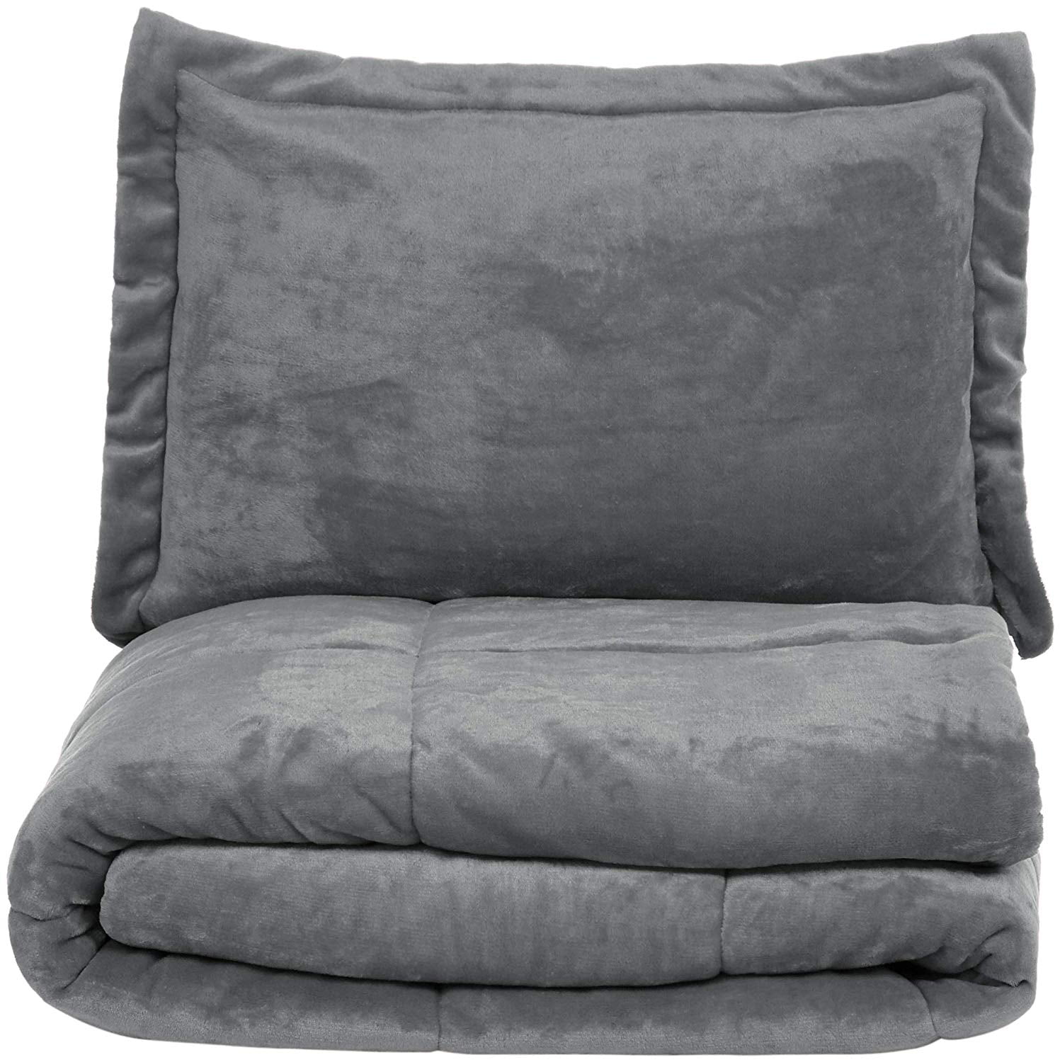Charcoal Fray Resistant Basics Micromink Sherpa Comforter Set Full