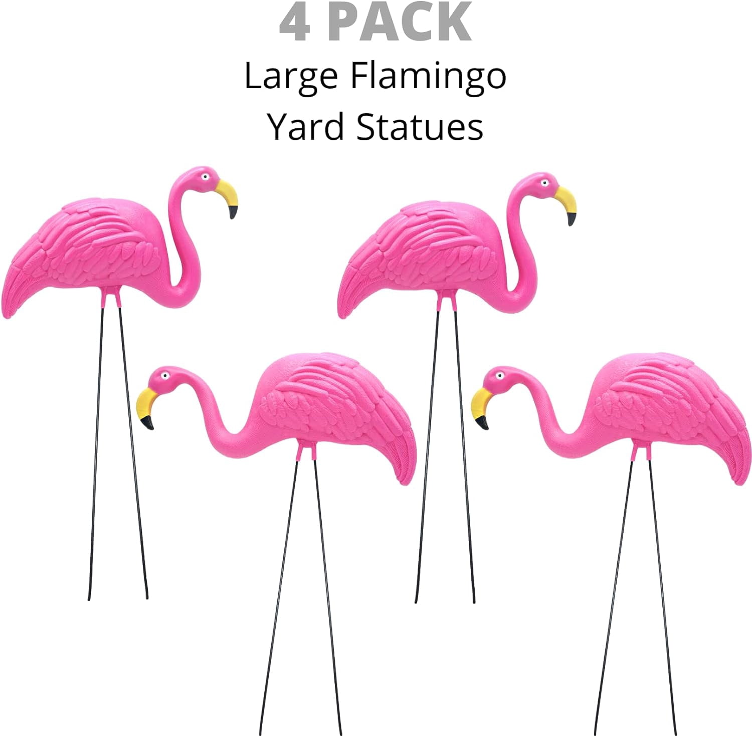 4E’s Novelty 4 Pink Flamingos Yard Decorations - Large Flamingos Yard Ornaments, Lawn Flamingos for Yard Sculptures & Statues Outdoor Garden Decor