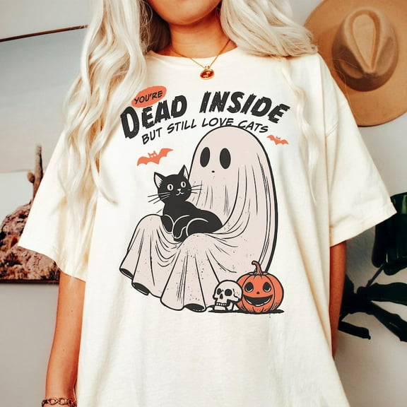 Funny Cat Shirt, Cat Halloween Shirt, Black Cat Halloween Shirts, Ghost Shirt