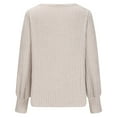 thumbnail image 5 of Fesfesfes Women's Fashion Tops Fall Winter Elegant Solid Color Long Sleeve Round Neck Sweater Casual Loose Blouses for Parties Dates(Beige,S), 5 of 5