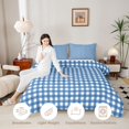 thumbnail image 3 of Manfei Geometric Navy Check Full Size Comforter Sets,Classic Plaid Bedding Comforter Set,Reversible,3-Piece,1 Comforter and 2 Pillowcases,3-Piece,1 Comforter and 2 Pillowcases, 3 of 7