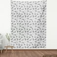 thumbnail image 3 of Bohemian Fabric by the Yard Upholstery, Ethnic Inspired Art of Crescent Moons and Lotus Flowers with Hearts, Decorative Fabric for DIY and Home Accents, Charcoal Grey and White by Ambesonne, 3 of 4