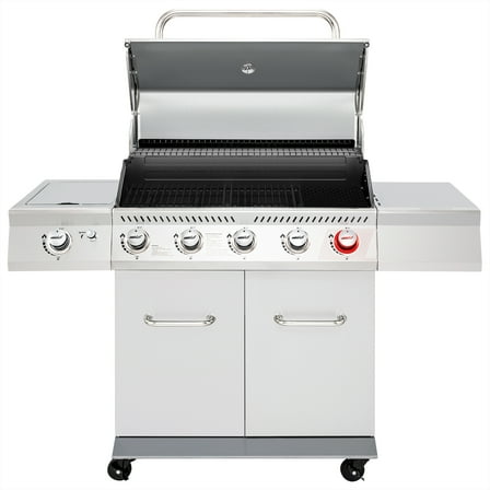 Royal Gourmet GA5404S Deluxe Stainless Steel 5-Burner Gas Grill,Cabinet Style Gas Grill with Sear Burner and Side Burner,Silver