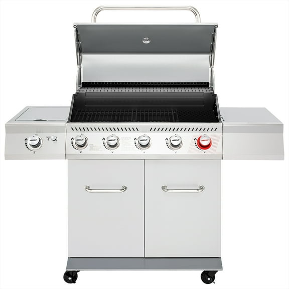 Royal Gourmet GA5404S Deluxe Stainless Steel 5-Burner Gas Grill,Cabinet Style Gas Grill with Sear Burner and Side Burner,Silver