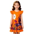 thumbnail image 2 of Uobin Girls Fall Winter Dress Halloween Thanksgiving Girl Dress Milk Silk Pumpkin Ghost Spider Cartoon Printed Dress Knee Length 3-10 Years, 2 of 4