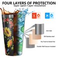 thumbnail image 3 of 16oz Tumblers Black Sunflower Stainless Steel Vacuum Insulated Double Wall Travel Tumbler Cups Mug with Lid and Straw,Cleaning Brush for Coffee,Tea, 3 of 4