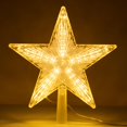 thumbnail image 1 of Estrella para la punta del árbol de Navidad, 8.7", 31 luces LED, funciona con pilas AA, ideal para decorar escenas navideñas y festivales (blanco cálido), 1 of 1