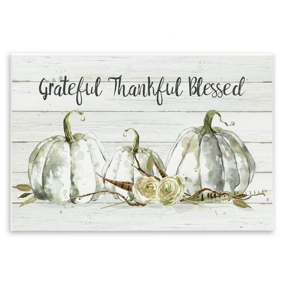 Stupell Industries Grateful Thankful Blessed Pumpkins Wall Plaque Art, design by Carol Robinson, 13 x 19