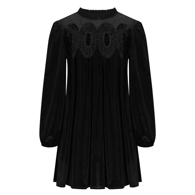 black velvet babydoll dress Velvet Baby Doll Dress with Pockets main image 0