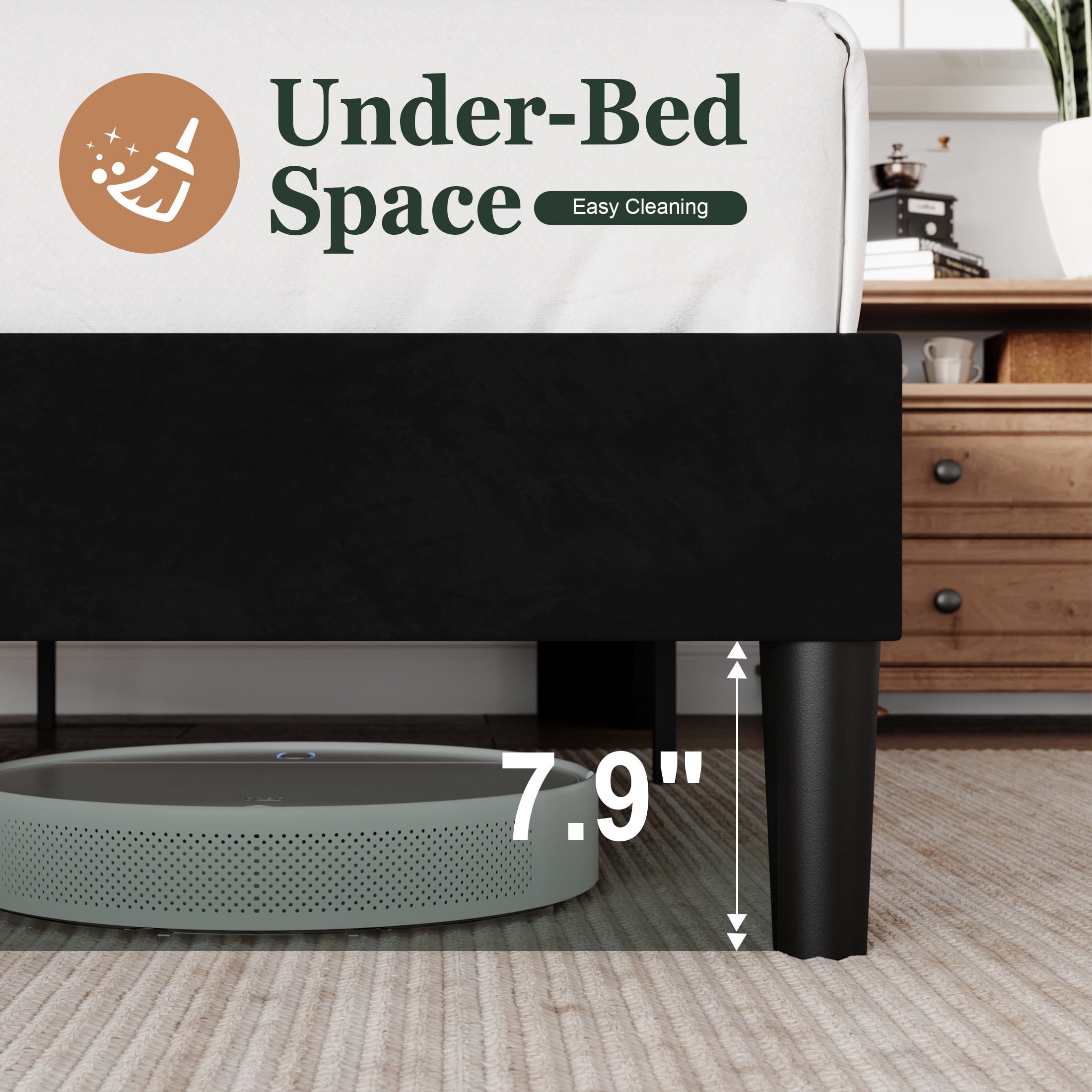 Amolife Full Size Upholstered Platform Bed Frame with Velvet Wingback Headboard & USB Charging Ports, No Box Spring Needed, Black
