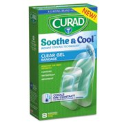 Curad Soothe & Cool Clear Gel Bandages, Assorted, Clear, 8/Box