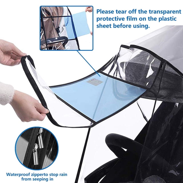 Cubierta transparente para la lluvia del cochecito, protector Universal impermeable para cochecito de bebé, cubierta para la lluvia
