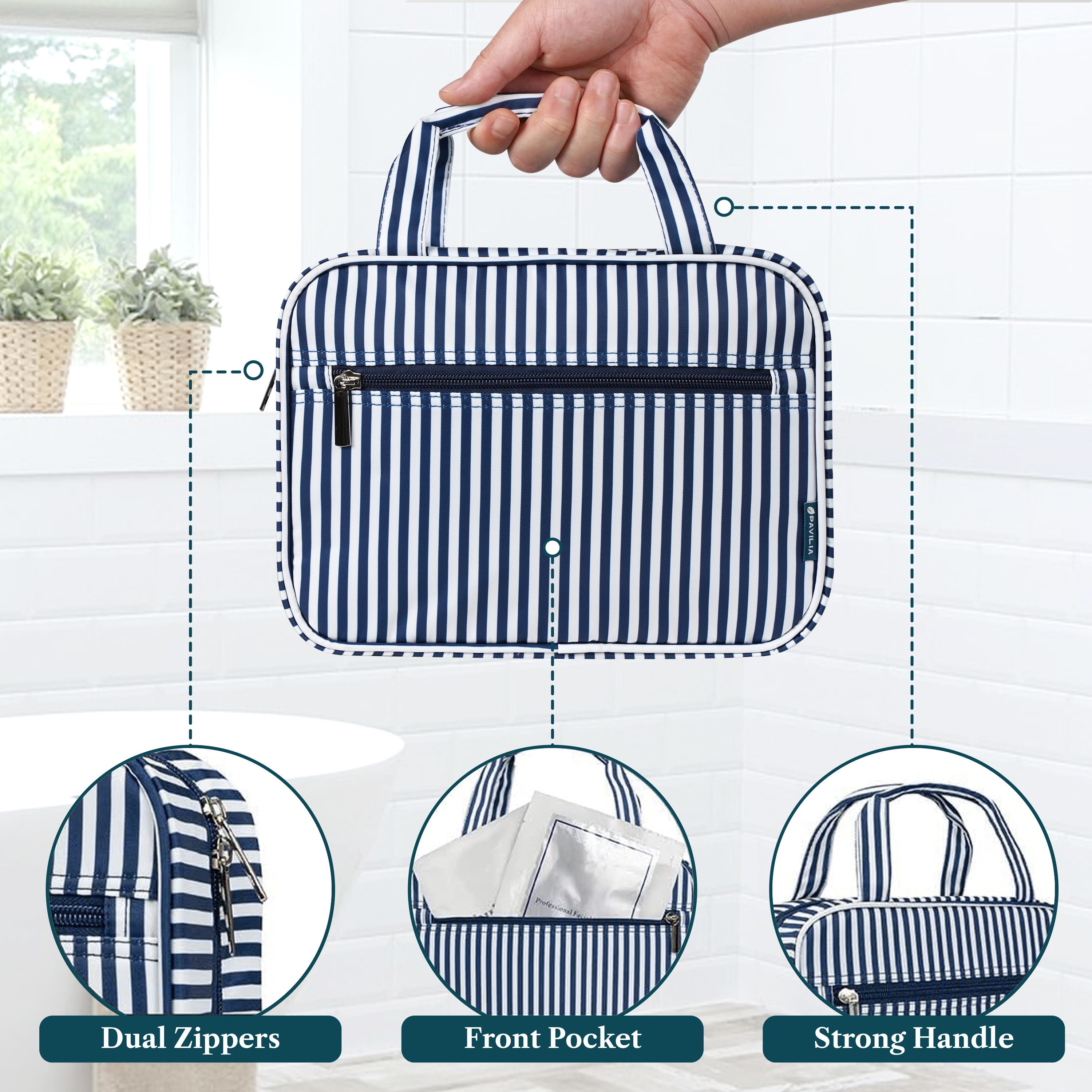 Pavilia Hanging Toiletry Bag with Foldable Design photo 5