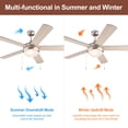 thumbnail image 3 of Simpol 52" Traditional Indoor Ceiling Fan with LED Light, Pull Chain and Remote Control, Reversible AC Motor, Walnut/Silver Reversible Blades and Brushed Nickel Finish, 3 of 8