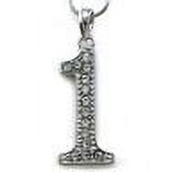 Cute Number 1 One Charm Pendant Necklace Silver Tone Clear Stone Fashion Jewelry