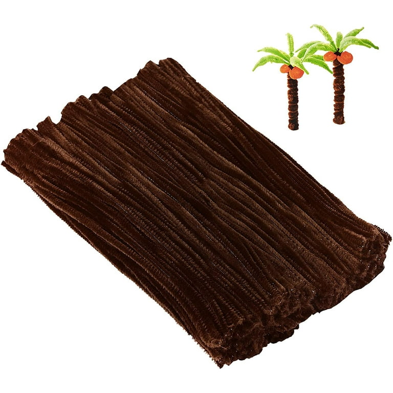 TOCOLES Pipe Cleaners Craft Supplies - 300pcs Brown Pipe Cleaners Chenille Stems for Craft Kids DIY Art Supplies (6 mm x 12 inch)
