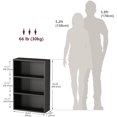 thumbnail image 3 of ALISENED 3-Tier Shelf Bookcase, Open Storage Bookshelf, 23.6“ × 9.4” × 35.2“, Storage Organizer Shelving for Home Office, Livingroom and Bedroom,Black, 3 of 16