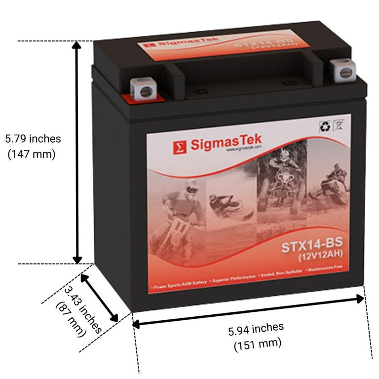 Yuasa GYZ16H SLA Battery Replacement STX14-BS 12V 12AH 200