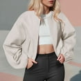 thumbnail image 2 of YDFCWXW Bomber Jackets for Women 2025 Fall Outfits Casual Zip Up Outerwear with Pockets White, L, 2 of 9