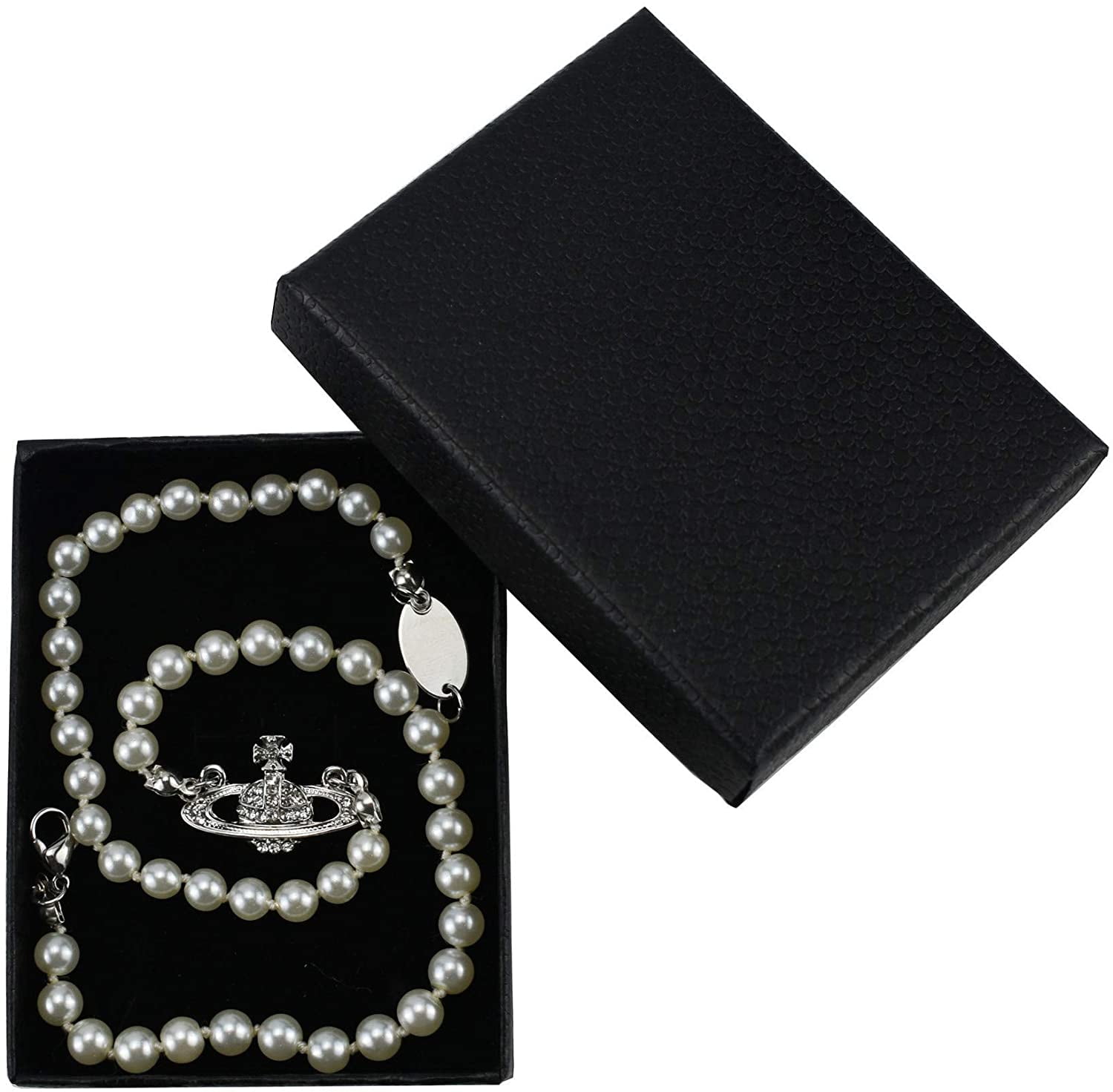 Saturn Pearl Necklace Diamond Pearl Bead Crystal Rhinestone Saturn