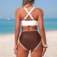 thumbnail image 5 of Tankini Moda Mujer Sin Mangas Patchwork Bikini Traje de Baño Push-Up Acolchado Traje de Baño Blusa Pantalones Cuello en V Nudo Delantero Conjuntos de Dos Piezas Traje de Baño de Dos Piezas para Mujer, 5 of 7