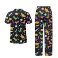 thumbnail image 6 of TSOVTHRID Dinosaur Planet Rocket Star Print Pajama Set for Women Button Down Sleepwear With Long Pants Soft Lounge Set for Women Short Sleeve Pj Sets, Size XL, 6 of 7