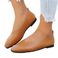 thumbnail image 5 of OOOUM Women V Cut Faux Leather Ballet Flats Slip On Soft Casual Slip On Loafers Lightweight Flexible Daily Walking Shoes Brown US:6.5, 5 of 8