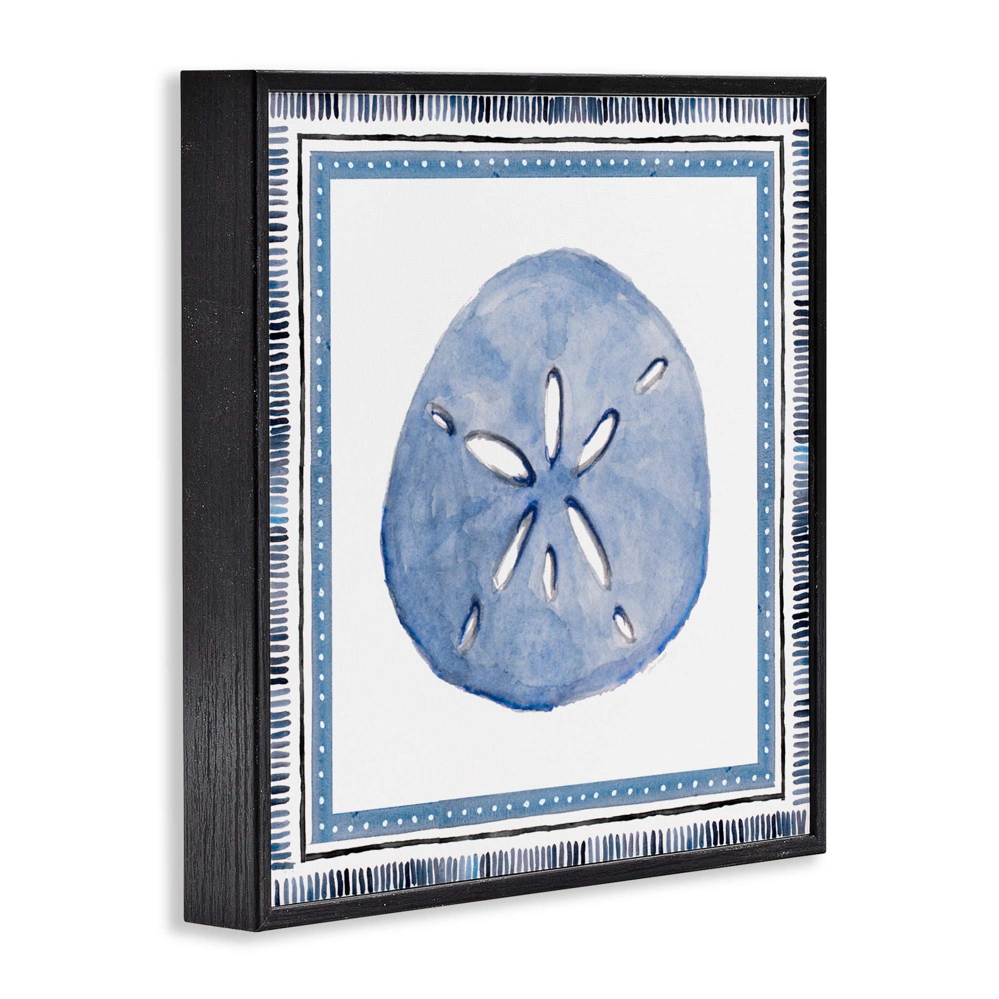 Stupell Industries Blue Bordered Sand Dollar Black Framed Giclee Art, design by Lanie Loreth
