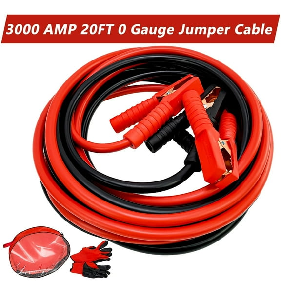 iMeshbean Auto Jumper Cables 0 Gauge 3000AMP 20Ft , Instruction Slip, Commercial Grade Automotive Booster Cables, Heavy Duty for Car Van Truck
