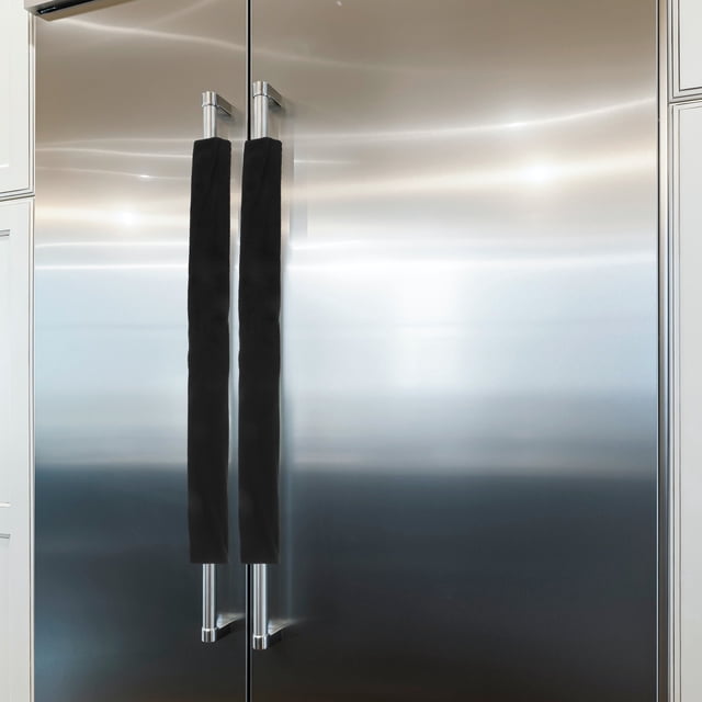 OULII 2Pcs Black Refrigerator Door Handle Covers Durable Kitchen Appliance Protector Washable and Stain Resistant