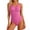 Swimwear-AHot Pink, variant on LEKWK One Piece Swimsuit Women Scalloped Trim Monokini Ribbed Texture Scoop Neck Modest Coverage One Piece Beachwear Swimming Summer Vacation