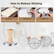 Cookie Stamps Set of 3, Metal Cookie Press Cutters with Wooden Handles, 3.1” Biscuit Pressing Molds, Zinc Alloy Cookie Embossers, Decorating Supplies for Cake, Pastry, DIY Baking