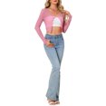thumbnail image 2 of INSPIRE CHIC Women's Sheer Textured Crop Bolero Shrug Lightweight Long Sleeve Open Front Cardigan Pink S, 2 of 6