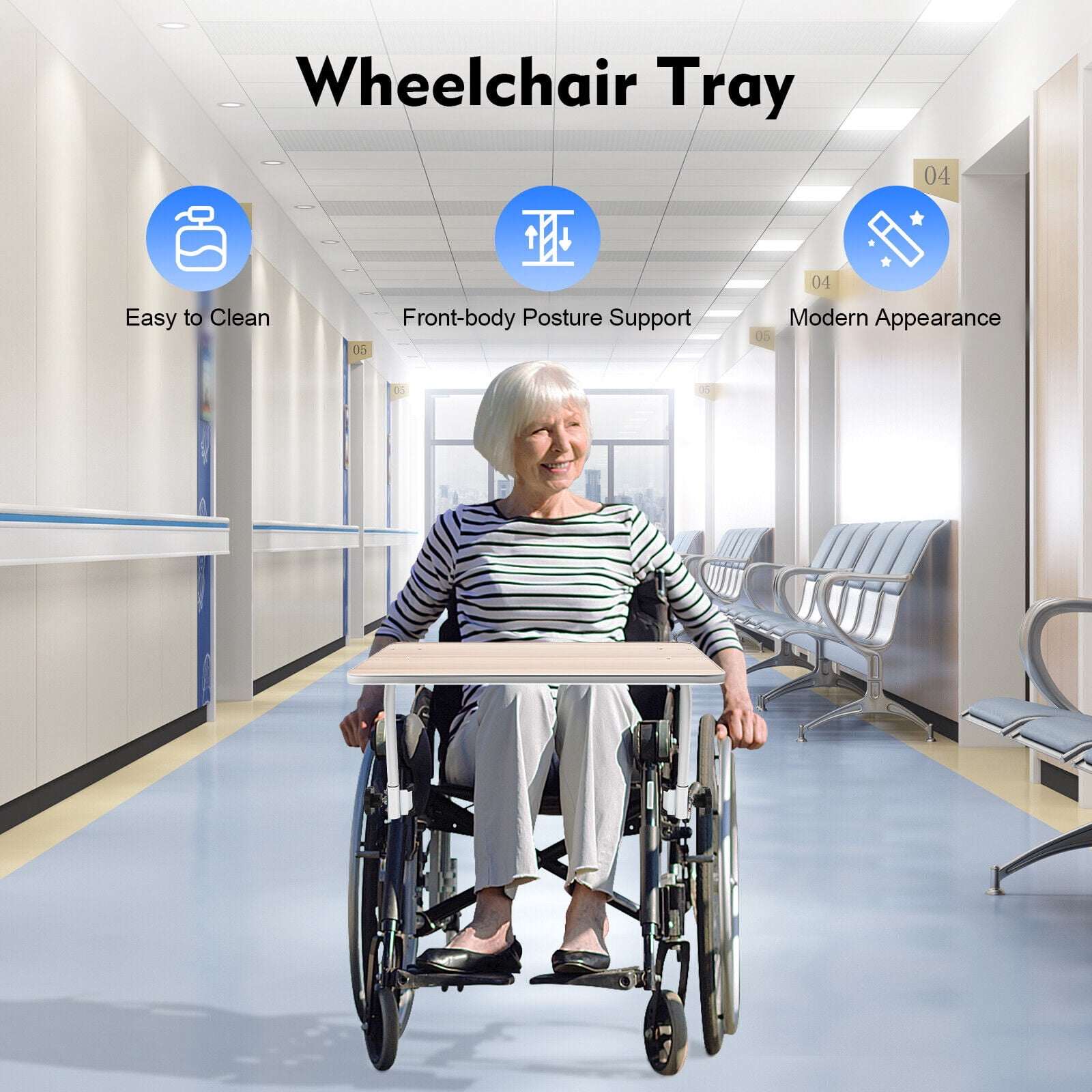 Wood Wheelchair Tray, Wheelchair Tray Table, Detachable Wooden Wheelchair Table